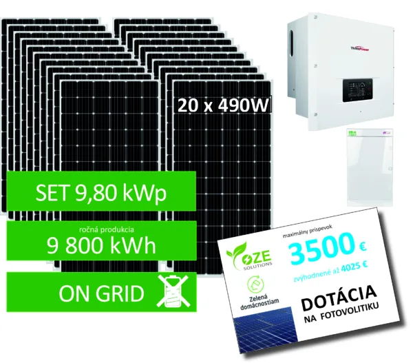 Fotovoltická zostava - systém SET 9,80 kWp ON GRID – na kľúč